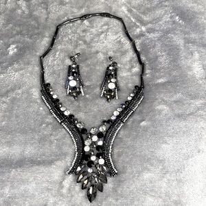 Ladies Elegant Rhinestone Necklace and Earrings